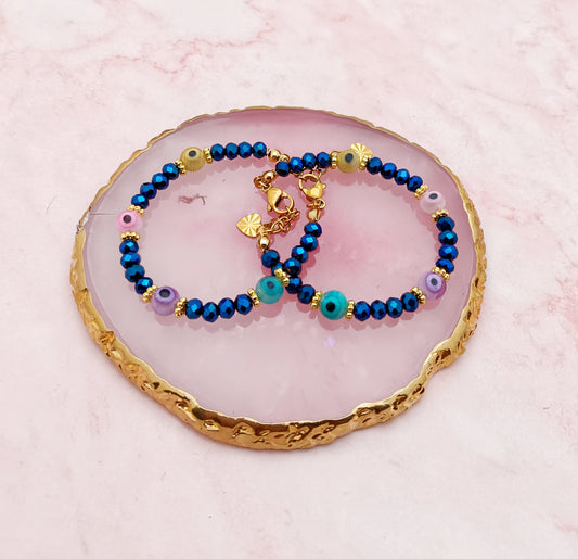 A Pair of Baby Bracelets with Evil Eye Beads