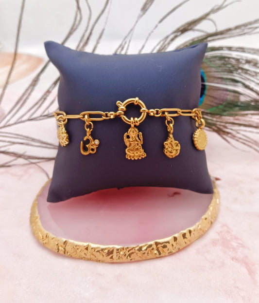 Hindi Aum Charm, Adjustable Bracelet