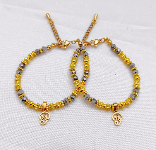Gold Plated Baby Bracelets with Aum Charm - Silver