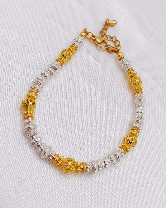 Gold Plated and Silver Plated Beaded Bracelet