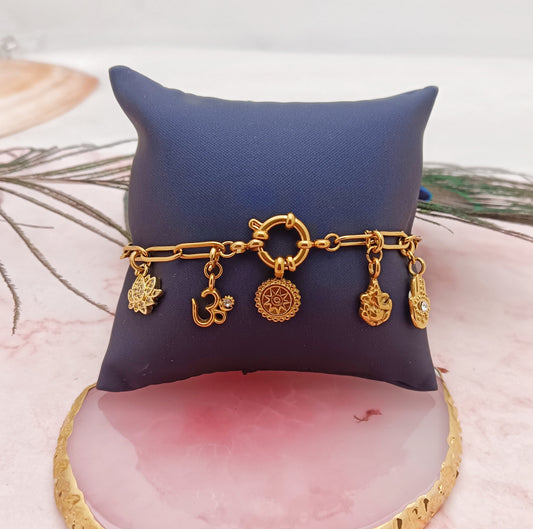Hindi Aum Charm, Adjustable Bracelet