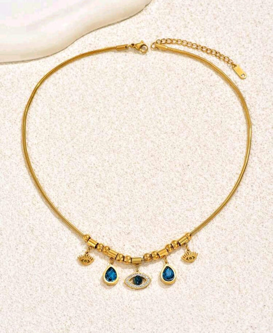 Gold Plated Evil Eye Necklace