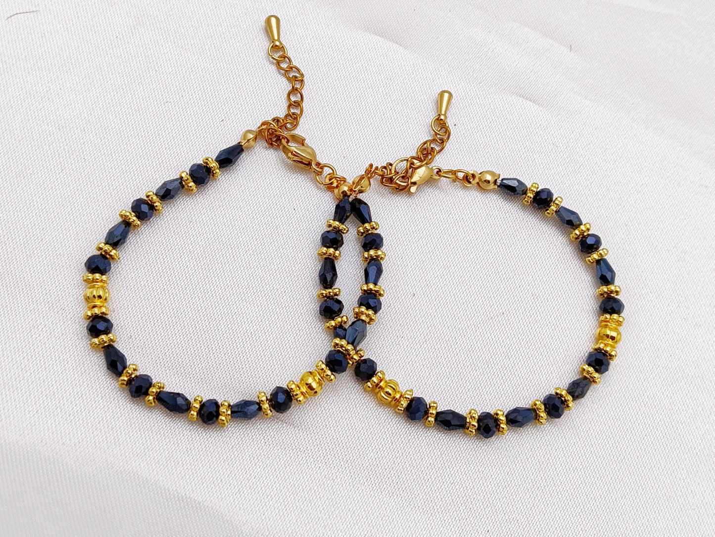 Gold Plated Baby Bracelets - Metallic Black