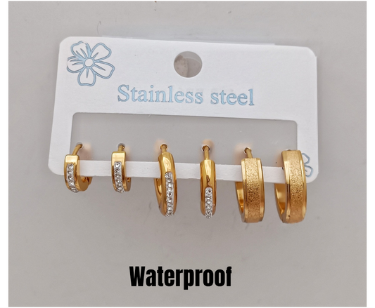 3 Pairs Stainless Steel Hoops