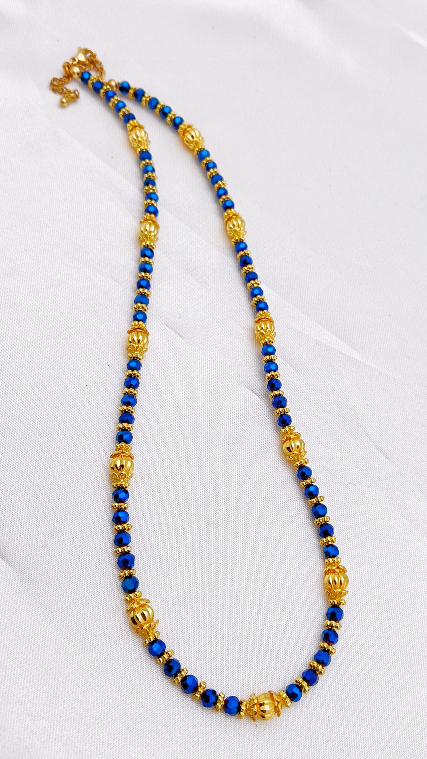 Beaded Necklace - Blue & Gold