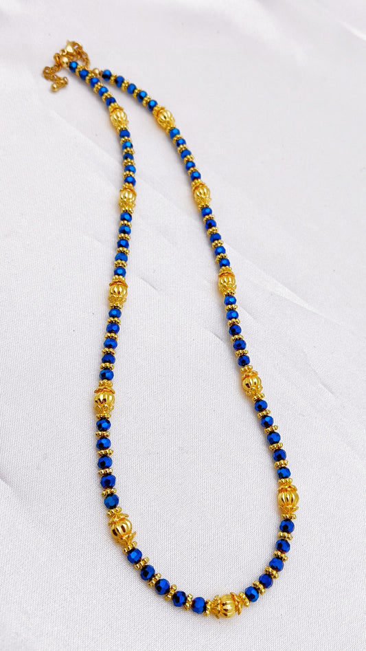 Beaded Necklace - Blue & Gold
