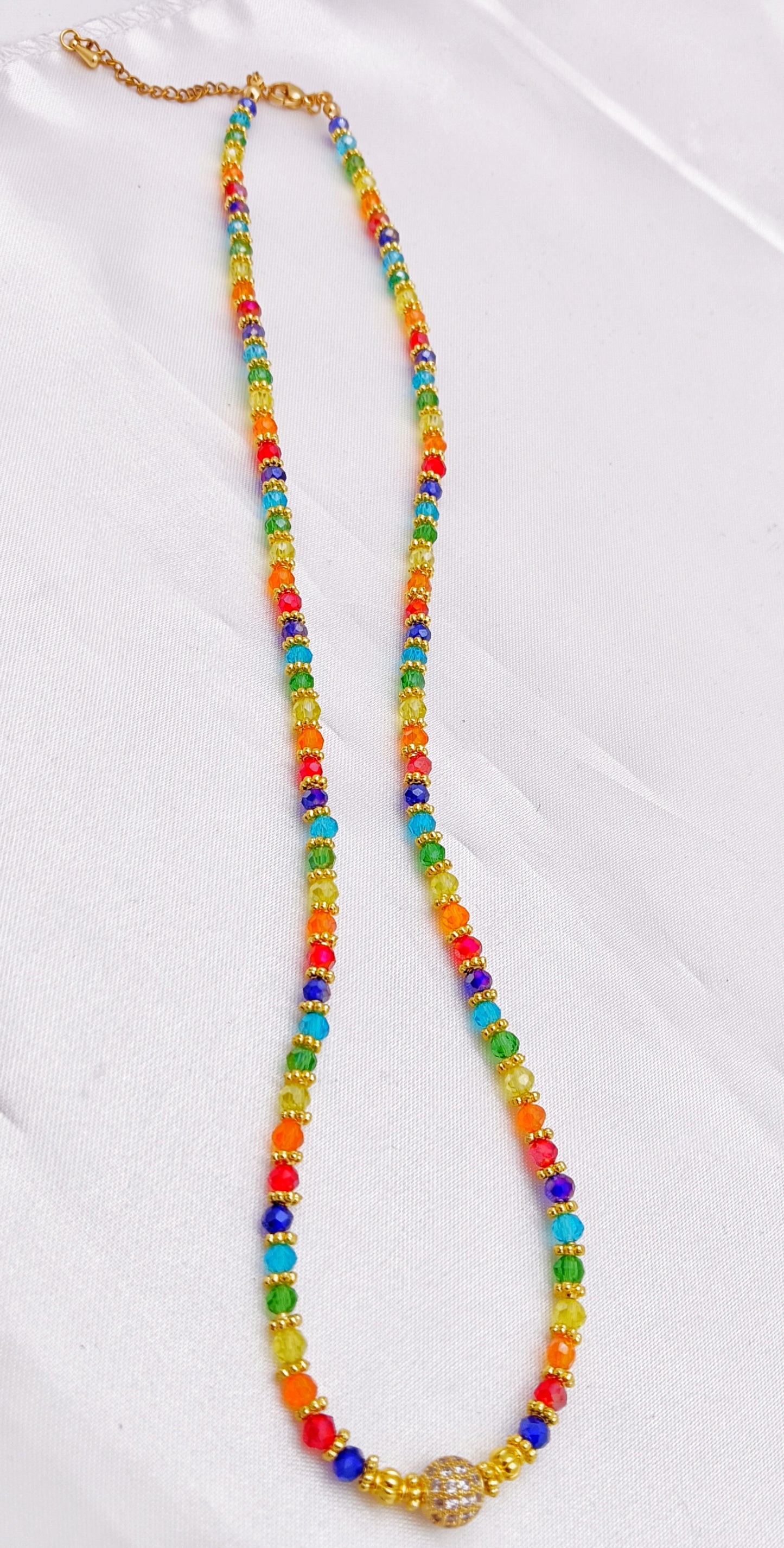Gold Plated Beaded Rainbow Necklace
