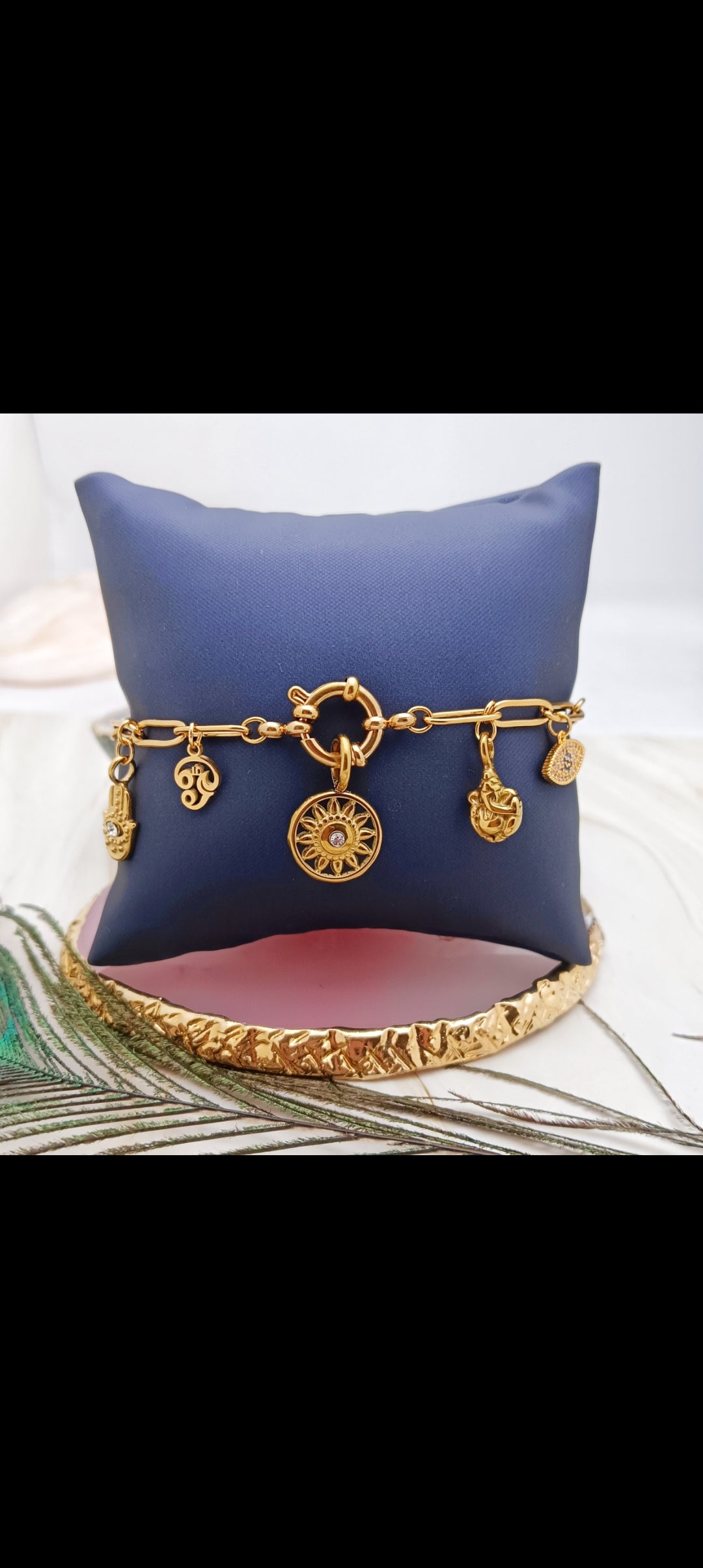 Tamil Aum Charm, Adjustable Bracelet