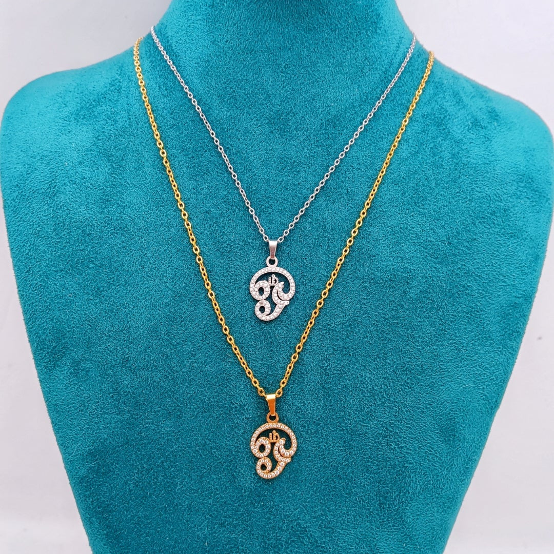 Tamil Om/Aum Necklace with Cubic Zirconia