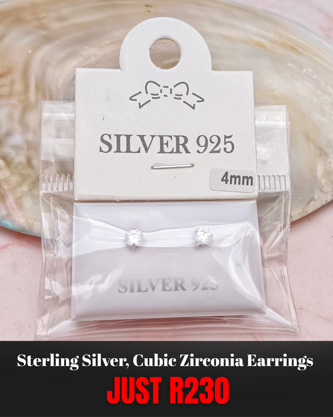 Sterling Silver, Cubic Zirconia Studs