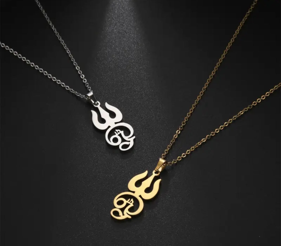 Stainless Steel Tamil Aum with Trishul