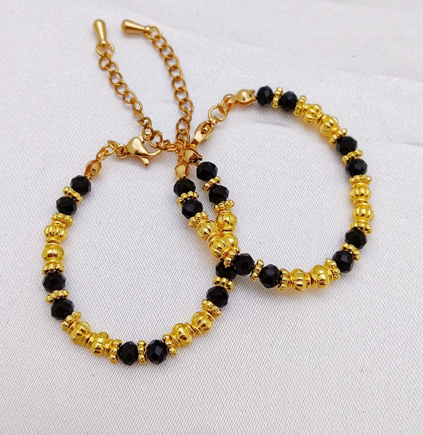 Gold Plated Baby Bracelets - Black