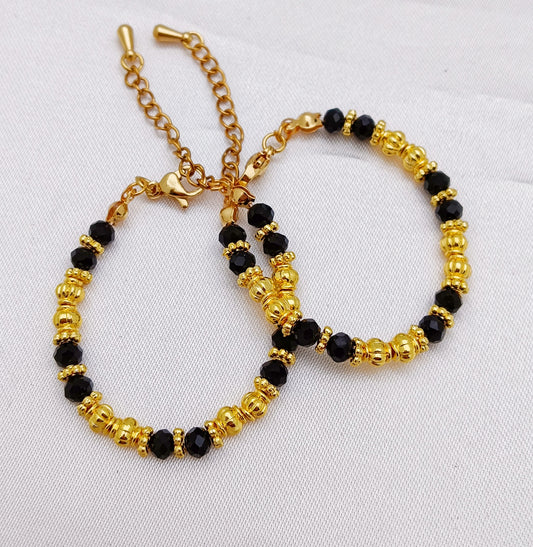 Gold Plated Baby Bracelets - Black