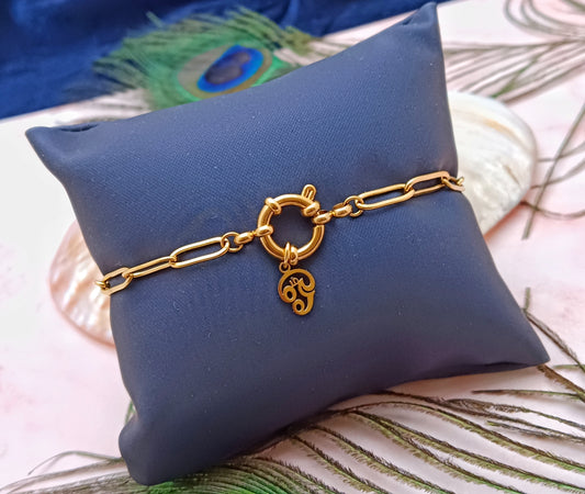 Tamil Aum Charm, Adjustable Bracelet