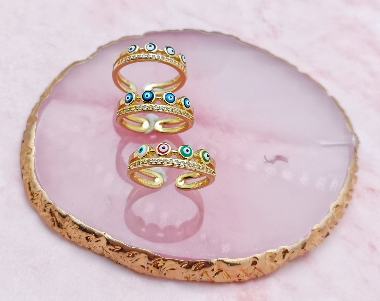 Double Row Evil Eye Ring