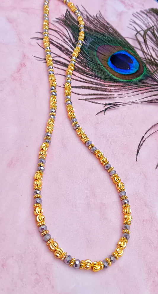 18ct Gold Plated Beaded Necklace - Available in Black or Silver
