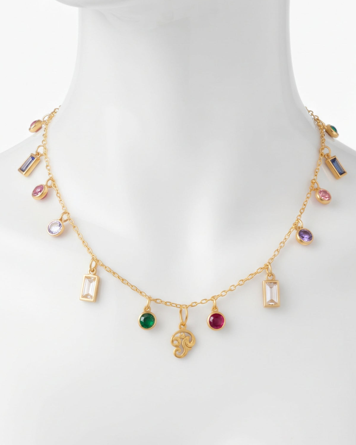 Tamil Aum Colourful Necklace & Bracelet Set